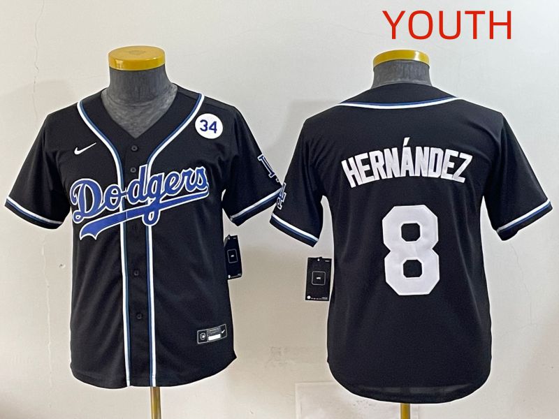 Youth 2025 Los Angeles Dodgers #8 Hernandez Black Three generations Fashion Nike MLB Jersey style 10